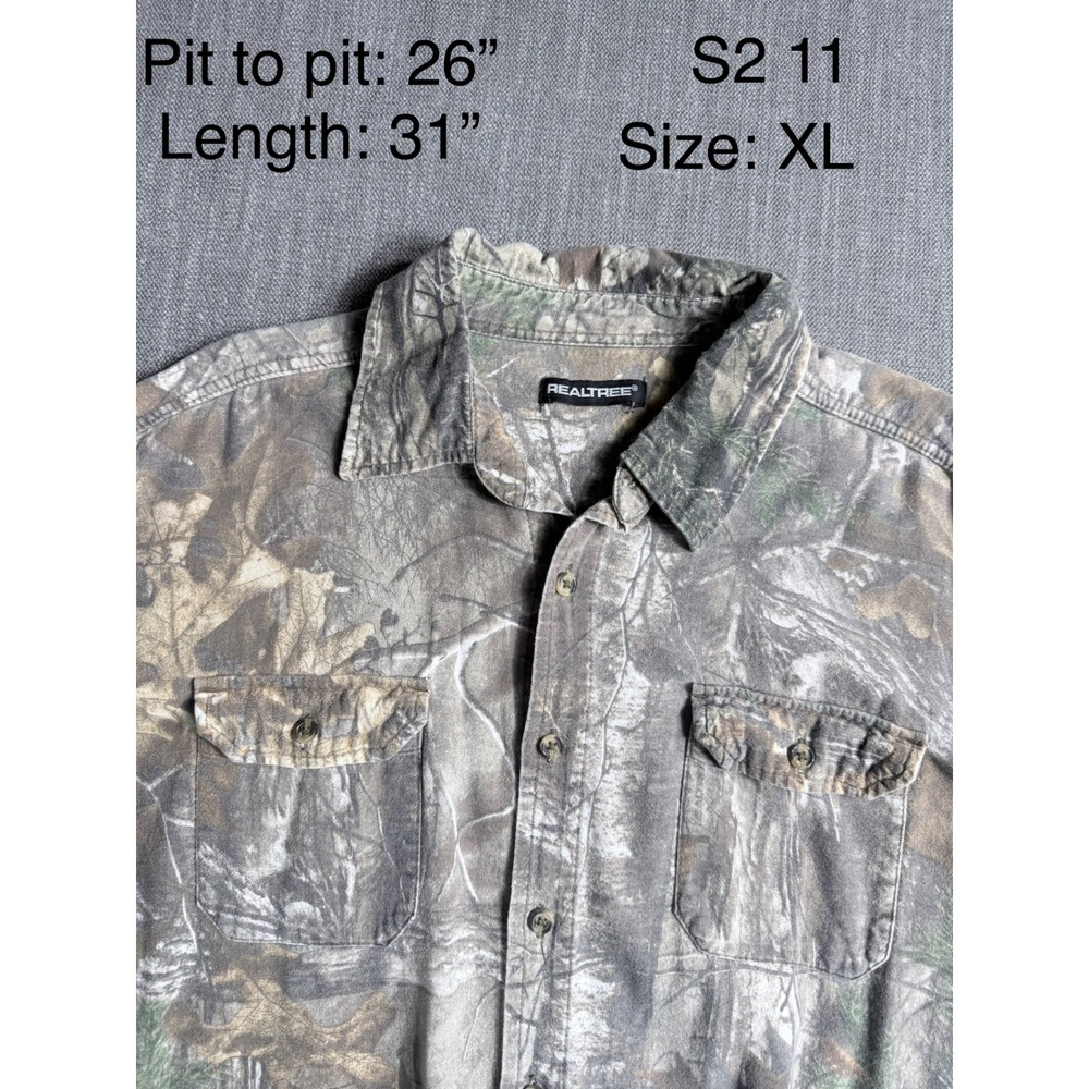 Realtree Mens XL Camo Flannel Button Down Shirt Long Sleeve Hunting Top S2 11 - Picture 2 of 3